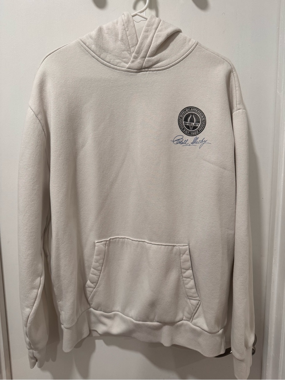 Hollister Carroll Shelby Cream Pullover Hoodie with Chest Emblem